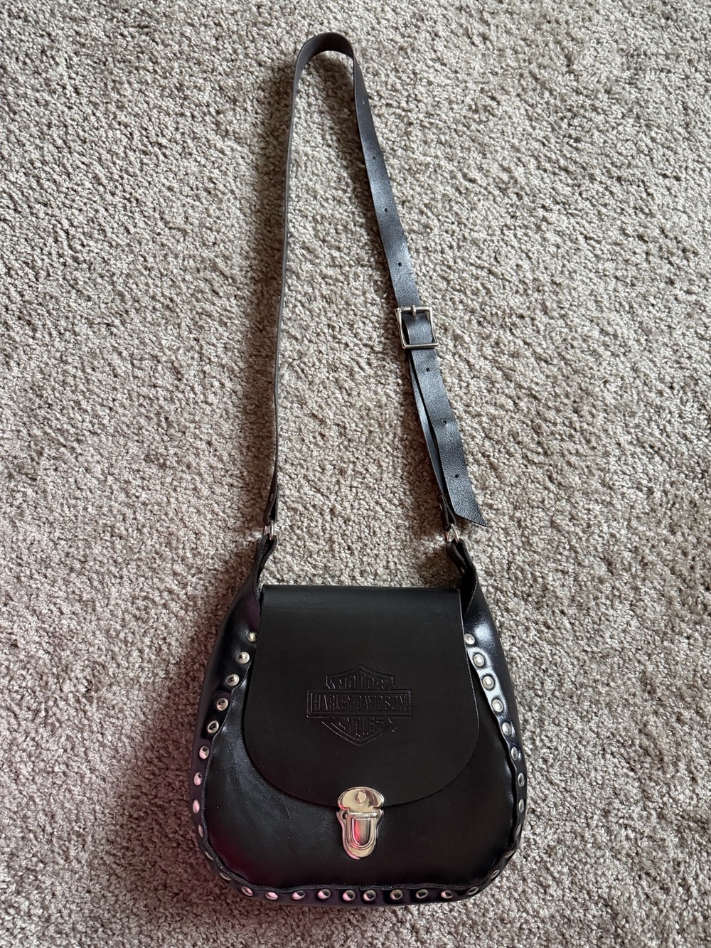 Harley-Davidson Black Leather Studded Bag - Picture 3 of 9